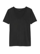 Banana Republic Womens Supima Cotton Pocket V-neck T-shirt Black Size Xxs