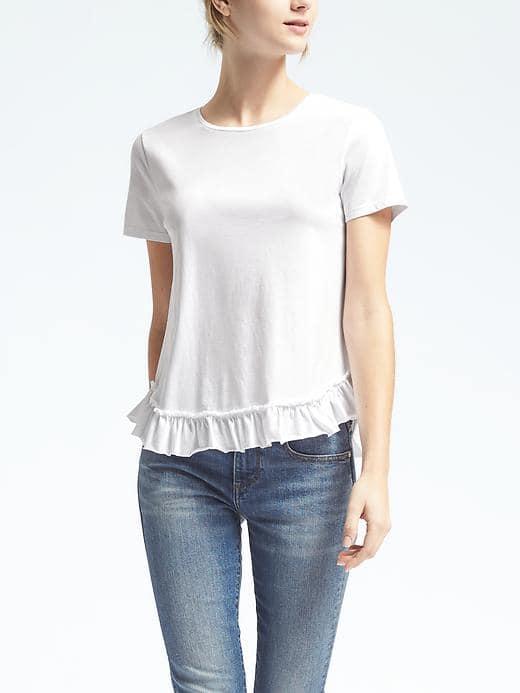 Banana Republic Womens Ruffle Shirttail Tee - White