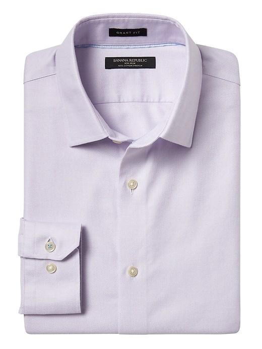 Banana Republic Mens Grant Slim-fit Non-iron Solid Shirt Lavender Size Xs