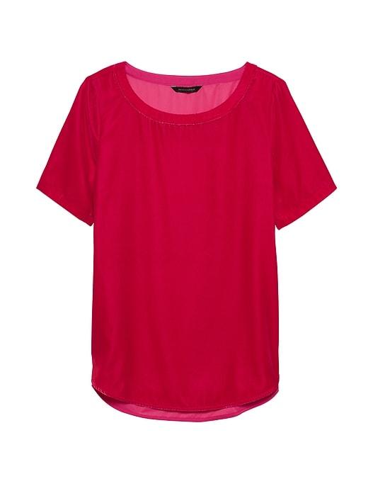 Banana Republic Womens Petite Velvet High-low Hem Top Party Pink Size S