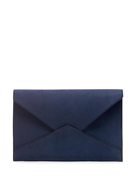 Banana Republic Womens Italian Suede Expandable Envelope Pouch Navy & Black Size One Size