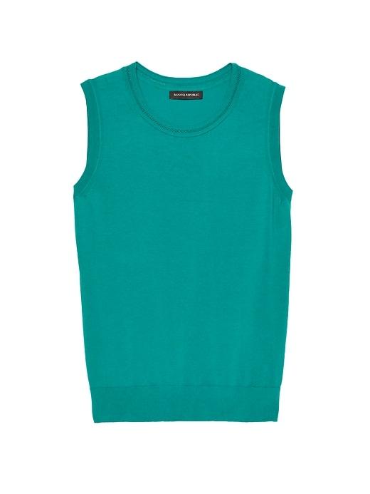 Banana Republic Womens Stretch-cotton Sweater Shell Deep Teal Size S
