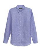 Banana Republic Womens Dillon Classic-fit Linen-cotton Shirt Chambray Blue Size Xl