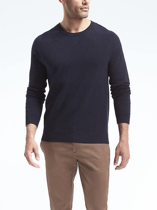 Banana Republic Mens Pima Cotton Cashmere Pullover Crew - Navy