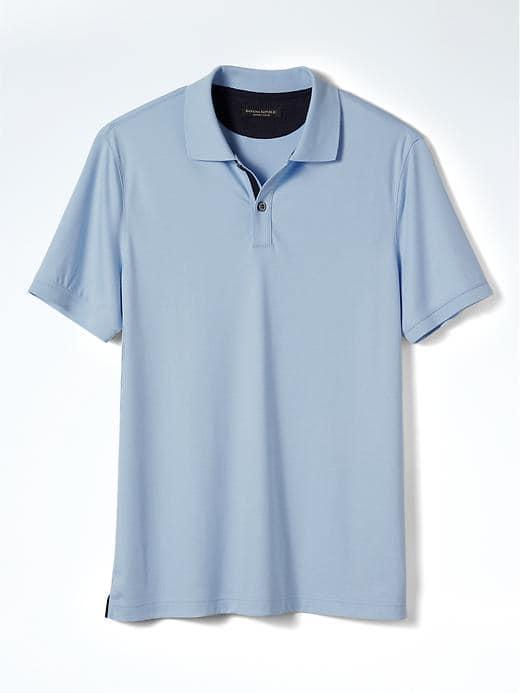 Banana Republic Mens Slim Luxury Touch Polo - Stream Blue