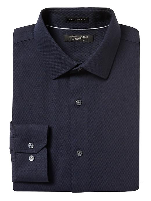 Banana Republic Mens Camden Standard-fit Non-iron Stretch Solid Shirt Navy Size Xxs