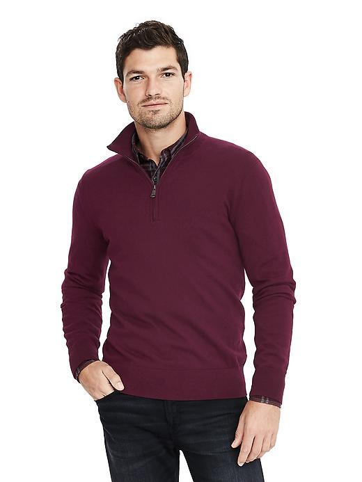 Banana Republic Mens Pima Cotton Cashmere Half Zip - Secret Plum