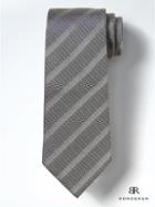 Banana Republic Monogram Stripe Silk Nanotex Tie - Silver Fox Grey