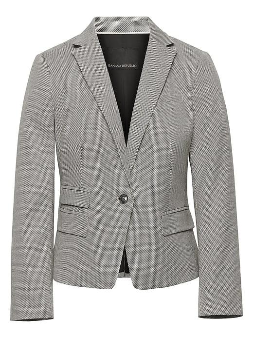 Banana Republic Womens Fitted Crop Machine-washable Cotton-blend Blazer Light Gray Size 12