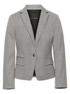 Banana Republic Womens Fitted Crop Machine-washable Cotton-blend Blazer Light Gray Size 12