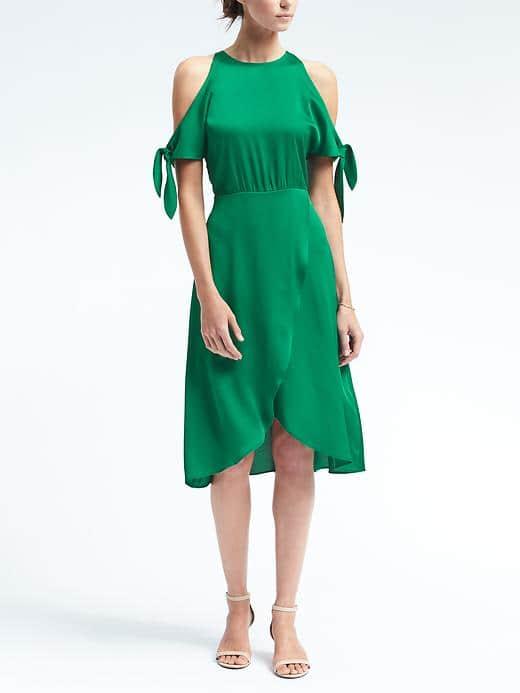 Banana Republic Womens Tie Shoulder Dress - Bright Green
