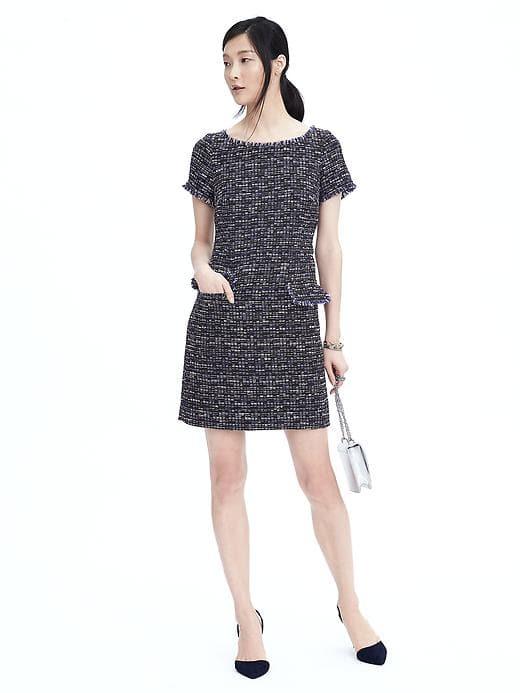 Banana Republic Womens Tweed Shift Dress - Blue Multi
