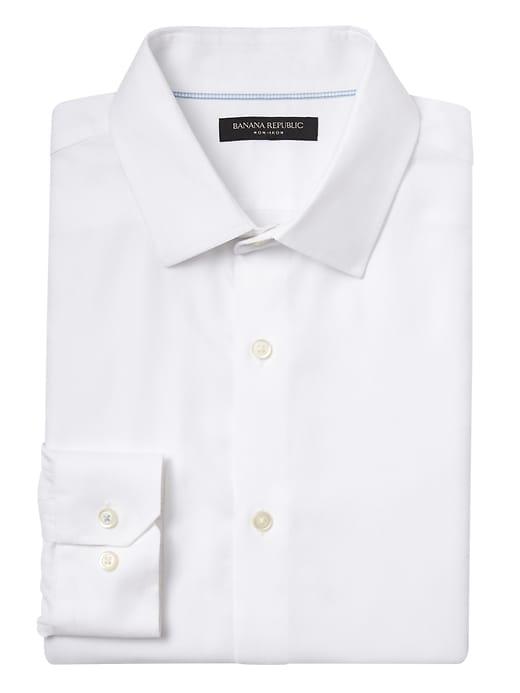Banana Republic Mens Grant Slim-fit Supima Cotton Textured Shirt White Size Xxl