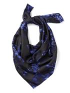Banana Republic Womens Kristi Floral Large Square Silk Scarf Everblue Size One Size