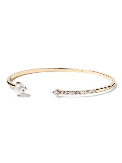 Banana Republic Womens Delicate Pearl Cuff - Gold