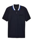 Banana Republic Mens Luxury-touch Tri-color Collar Polo Shirt Navy Blue Size Xs