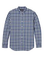 Banana Republic Mens Camden Standard Fit Custom Wash Gingham Shirt - Riviera Blue
