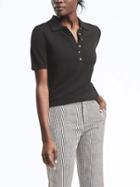 Banana Republic Silk Cotton Pointelle Polo - Black
