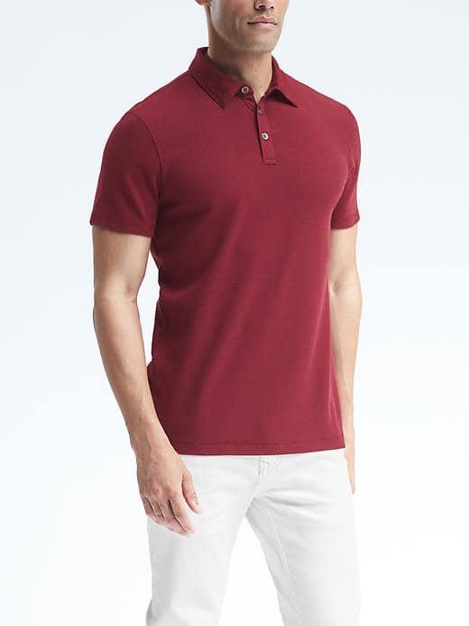 Banana Republic Mens Supima Cotton Modal Polo - Wine