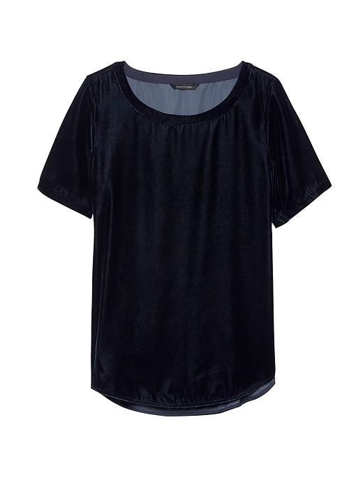 Banana Republic Womens Petite Velvet High-low Hem Top Navy Blue Size Xs