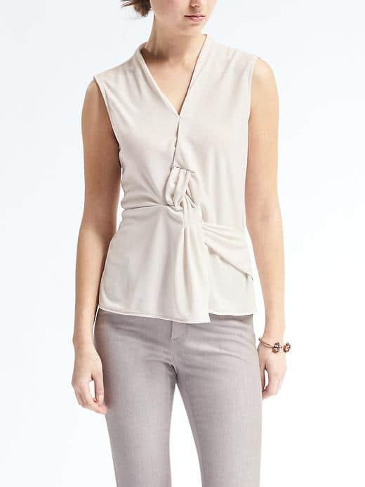 Banana Republic Womens Twist Front Drapey Sleeveless Top - White