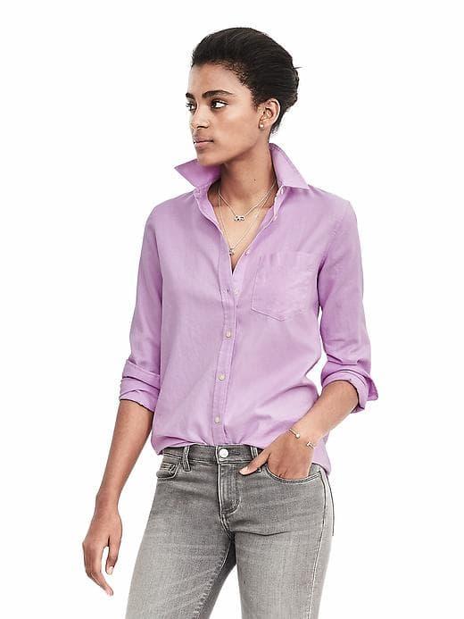 Banana Republic Dillon Fit Oxford Pocket Shirt - Pale Hyacinth