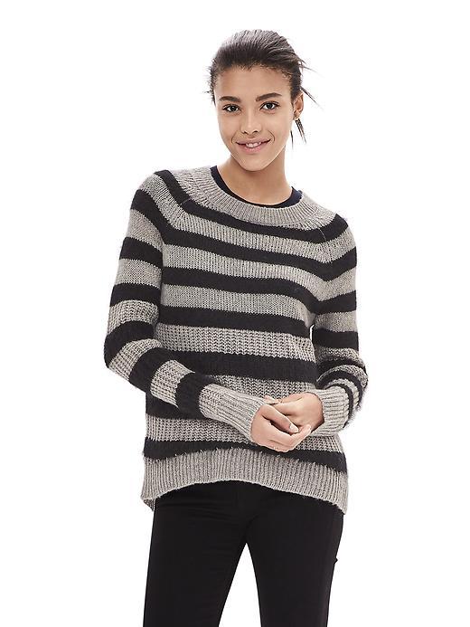 Banana Republic Womens Bold Stripe High/low Pullover Size L - Black
