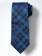 Banana Republic Mens Tartan Silk Nanotex Tie Blue Whale Size One Size