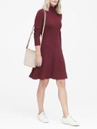 Banana Republic Womens Ribbed Cotton-blend Turtleneck Sweater Dress Burgundy Red Size Xs