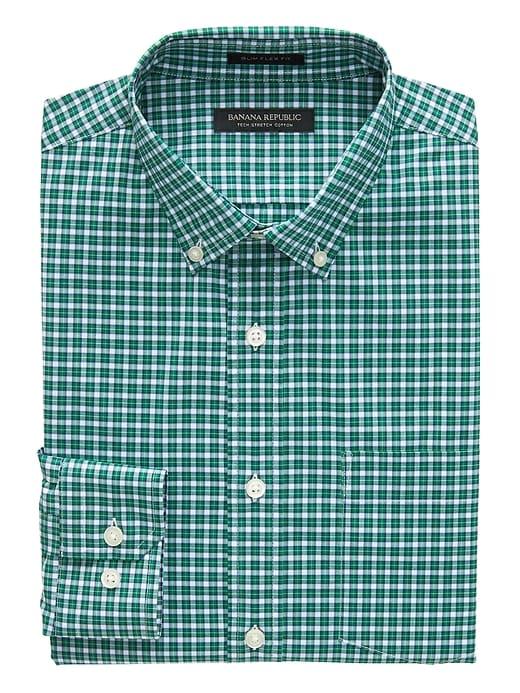 Banana Republic Slim-fit Tech-stretch Cotton Tattersall Shirt