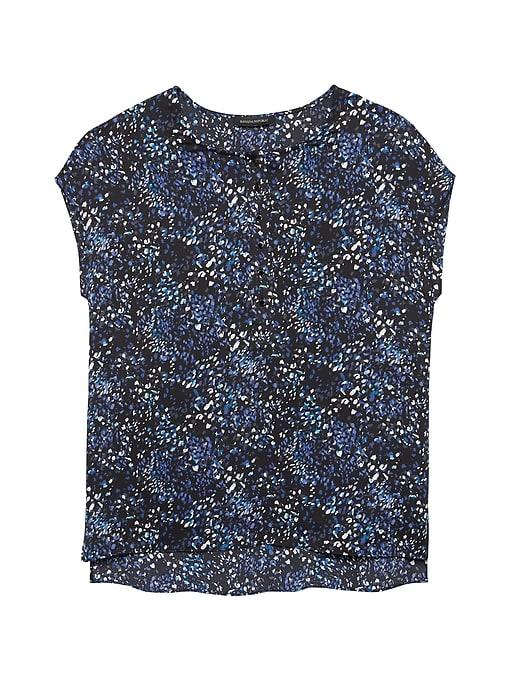 Banana Republic Womens Print Henley Top Blue Print Size S