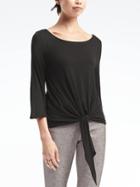 Banana Republic Womens Fluted Sleeve Waist Tie Top - Black