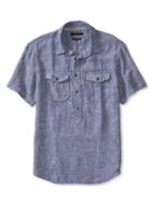 Banana Republic Mens Linen Popover Shirt Size L Tall - Mythic Blue