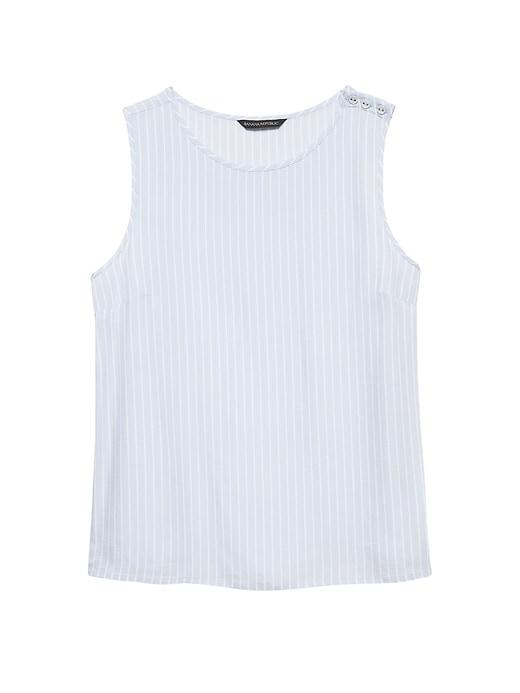 Banana Republic Womens Stripe Button-shoulder Shell Blue Crystal Size Xs