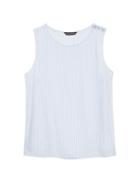 Banana Republic Womens Stripe Button-shoulder Shell Blue Crystal Size Xs