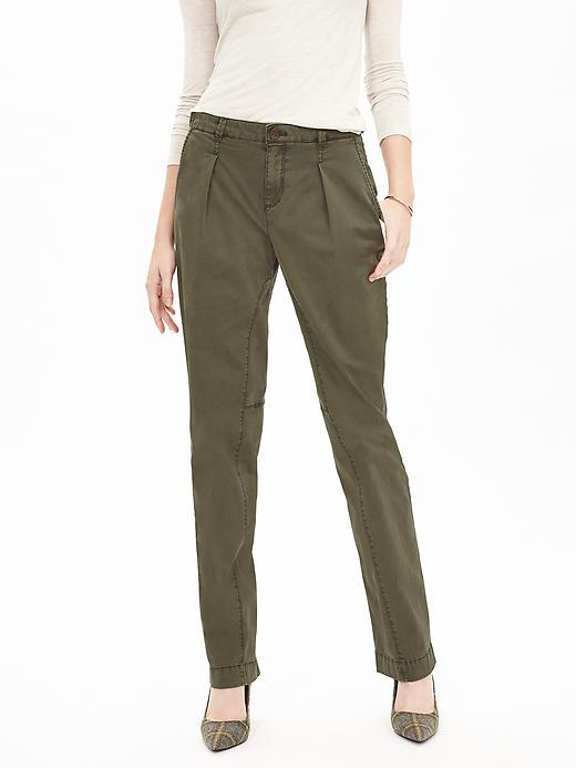 Banana Republic Womens Pleated Boyfriend Chino Size 0 Regular - Exploration Green
