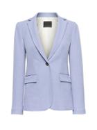 Banana Republic Womens Petite Long And Lean-fit Machine-washable Birdseye Blazer Light Blue Size 10