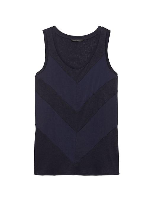 Banana Republic Womens Linen Blend Chevron Tank Navy Size S
