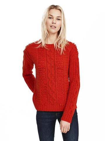 Banana Republic Womens Textured Cable Knit Crew Pullover Size Xxs - Tamale