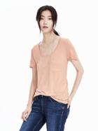 Banana Republic Womens Modal Scoop Neck Tee Size L - Dark Champagne