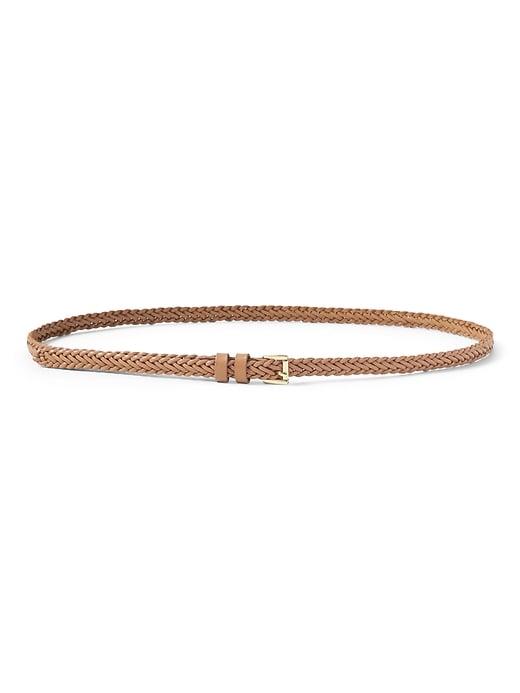 Banana Republic Womens Braided Leather Skinny Trouser Belt Brown Size L