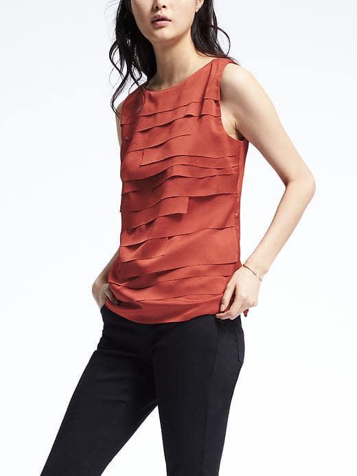 Banana Republic Womens Laser Cut Layer Tank - Natural Rust