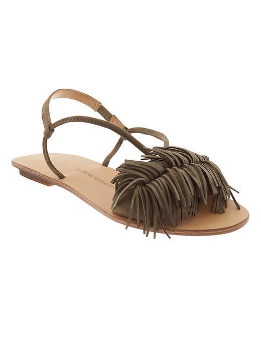 Banana Republic Riley Fringe Sandal Size 10 - Tigers Eye Green