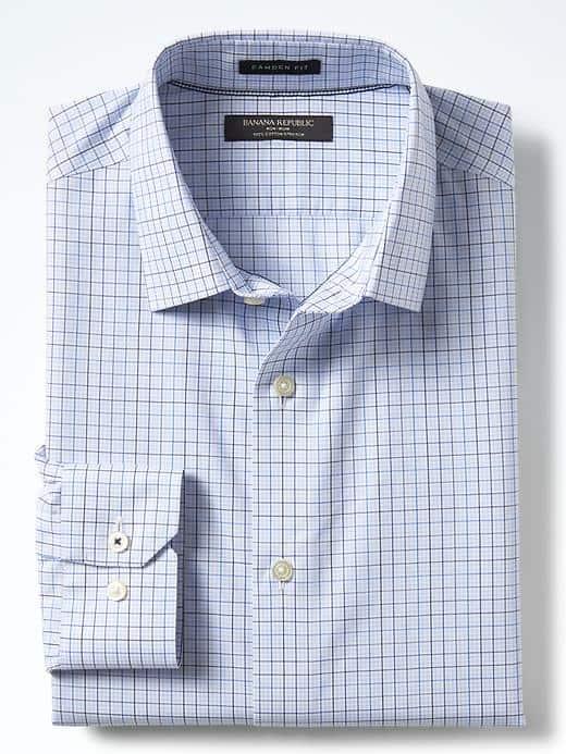 Banana Republic Mens Camden Fit Non Iron Stretch Check Shirt - Anchor Royal