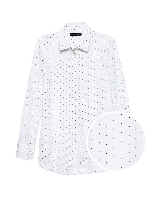 Banana Republic Womens Parker Tunic-fit Polka Dot Soft Shirt White Polka Dot Size Xxl