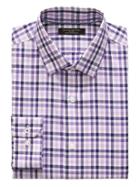 Banana Republic Mens Camden Standard-fit Non-iron Gingham Shirt Lavender Size L
