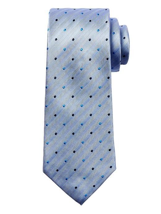 Banana Republic Mens Herringbone Dot Silk  Nanotex Tie Cornflower Blue Size One Size
