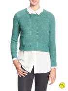 Banana Republic Womens Factory Heathered Crop Sweater Size L - Cosmic Teal