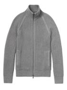 Banana Republic Mens Supima Cotton Ribbed Sweater Jacket Asphalt Size L
