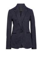 Banana Republic Womens Unstructured Pinstripe Stretch-knit Blazer Navy Blue Size 0